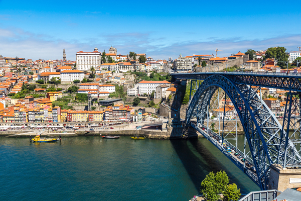 Dom Luis I bridge in Porto in Portugal in a summer day